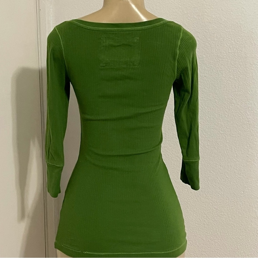 Aeropostale green Y2K vinyage half sleeve ribbed texture top shirt Fall Winter S - Picture 7 of 9